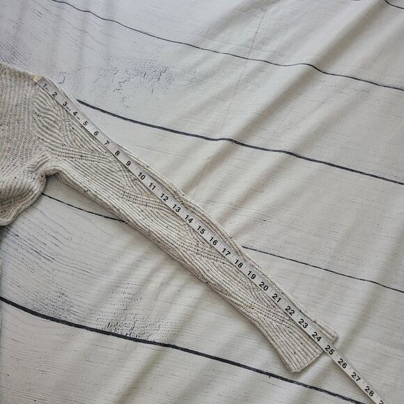 J.Jill Size XS Cream Speckled Sweater Long Pullover Cable Stitch Relaxed Fit - Picture 6 of 9